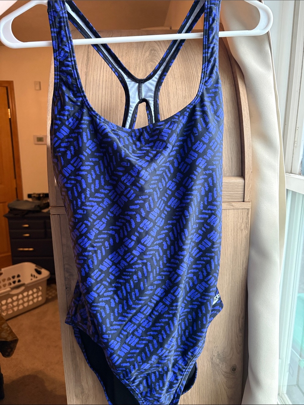 Speedo Royal Blue and Black Patterned One-Piece Swimsuit